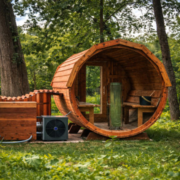 Outdoor Panoramic Cedar Barrel Sauna Project