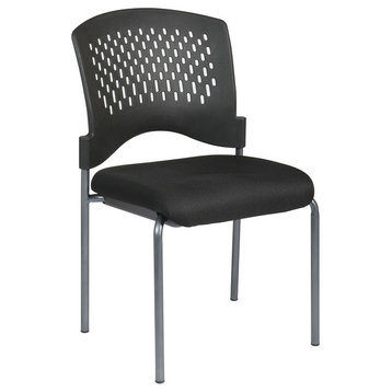 Titanium Armless Visitors Chair With Ventilated Plastic Wrap Around Back