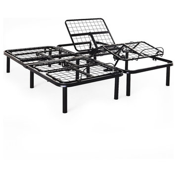 Adjustable Bed Frame, Metal Construction With Wired Remote Control, Split King