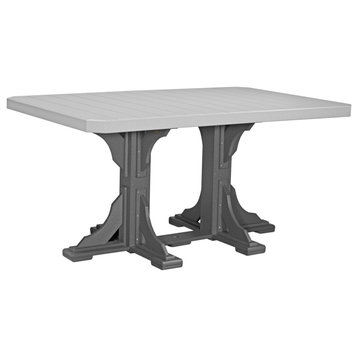 Poly Square Table, Dove Gray & Slate, 4' X 6', Counter Height