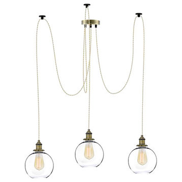 Beige And Glass Shade Pendant Light Chandelier