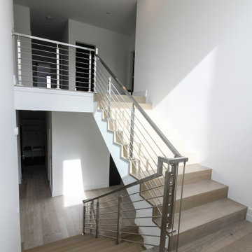 75_Modern Stairway: White Oak & Stainless Steel Balustrade, McLean VA 22101