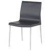 Colter Leather Dinign Chair with Steel Legs, Darkgray
