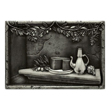 Olives and Cheese Backsplash Mural, Pewter