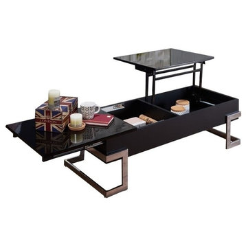 Bowery Hill Lift Top Coffee Table in Black and Chrome
