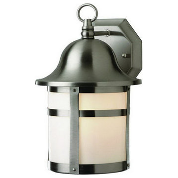 Brushed Nickel With White Glass LED Outdoor Wall Lantern