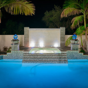 Santaluz - Posh Salt and Peppered Patio with Pool