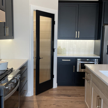 Black Paint and Light White Oak Kitchen Design