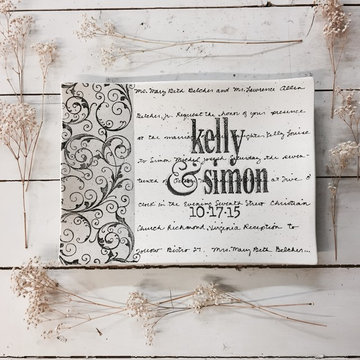 Personalized Scroll Wedding Invitation Ceramic Serving Platter