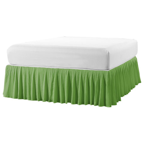 18" Pleated Bed Skirt, Green, King