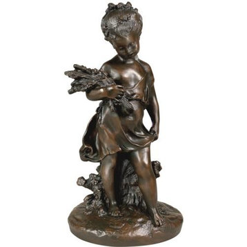 Statue TRADITIONAL Lodge Simpler Times of Life Flower Girl Chocolate