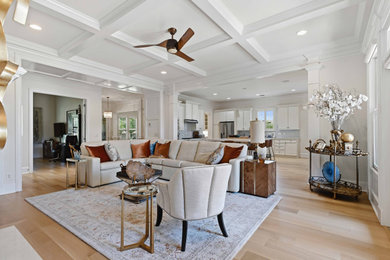 Example of a transitional living room design in Atlanta