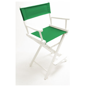 Gold Medal 24" White Contemporary Director's Chair, Greenery