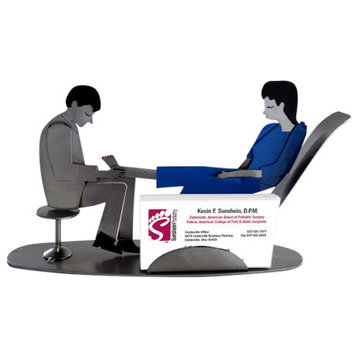 Male Podiatrist Business Card Holder/Metal Figurine