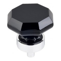 Top Knobs Additions Collection Black Octogan Crystal Knob 1 1/8" w/ Polished Chr - Cabinet And Drawer Knobs