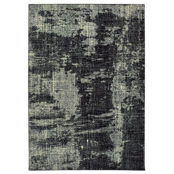 9' X 12' Black Ivory Machine Woven Abstract Indoor Area Rug