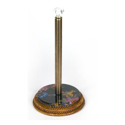 Flower Market Enamel Paper Towel Holder - Black | MacKenzie-Childs - Paper Towel Holders