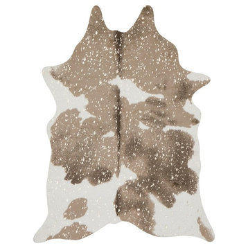 Metallic Accent Faux Cowhide Bryce Area Rug by Loloi II, Taupe Champagne, 3'10"x