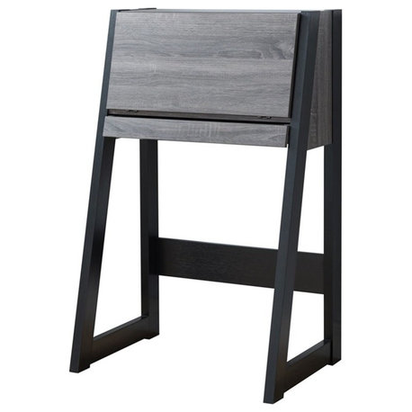 Furniture of America Gase Farmhouse Wood Fold Down Desk in Distressed Gray/Black