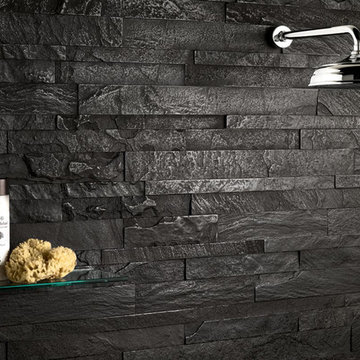 Modern Black textured shower