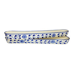 Stoneware Olive Boat (Set of 2) &ndash; Azoura, by Le Souk Ceramique - Serving And Salad Bowls