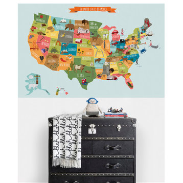 The USA Map, Poster Vinyl Wall Sticker, Medium