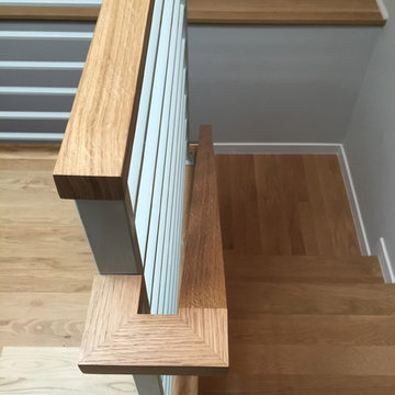 Modern steel railing with wood