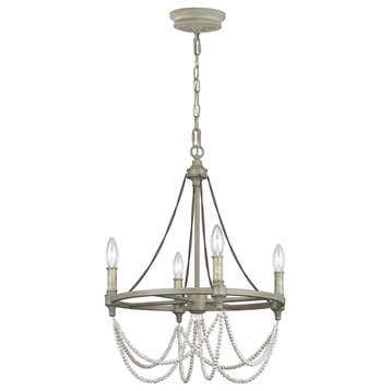 Beverly Four Light Chandelier in French Washed Oak / Distressed White Wood