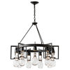 Apothecary Circular Chandelier, Black Finish, Clear Glass