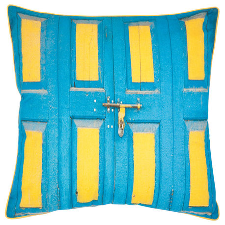 Safavieh Nador Pillow, Set of 2, Aqua/Yellow, 20"x20"