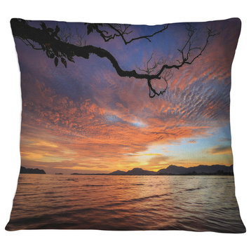 Beautiful Sunset Beach In Phuket Seashore Throw Pillow, 16"x16"
