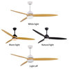 60" Ceiling Fan With Lamp, White, Light Wood Blades, With Lamp