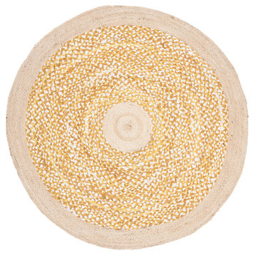 Safavieh Cape Cod Collection CAP210 Rug, Gold/Natural, 4' Round