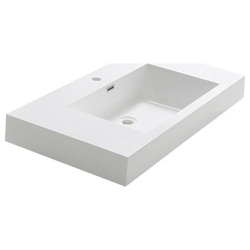 Fresca Valencia 40" Modern Acrylic Resin Sink with Countertop in White