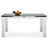 Enzo 94" Expandable Dining Table Smoked Glass Top Polished Stainless Steel Legs