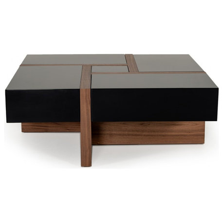 Modrest Makai Modern Black and Walnut Coffee Table