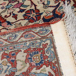 Restoration of this rare antique handmade silk and wool Persian carpet. - Floor Rugs