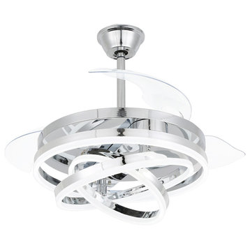 CurveCurio 42" Ceiling Fan With Adjustable LED Light Kit, Chrome