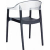 Carmen Modern Dining Arm Chair, Set of 4, Black/Transparent Clear