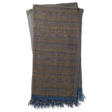 Wool and Silk Toluca Throw 4'2"x5', Blue/Gray