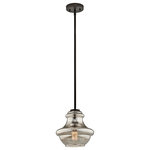 Kichler - Mini Pendant 1-Light, Olde Bronze - The design of this 1 light mini pendant from Everly collection is based on decorative blown glass containers. It features mercury glass and is made memorable with the use of vintage squirrel cage filament lamps. Contemporary or traditional, this pendant can be used singularly or in multiples to elevate every room.