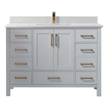Shannon Bathroom Vanity Set in Paris Gray, 48", Without Mirror