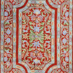 Kashmir Designs - Floral 2ftx3ft Decorative Red Handmade Wall Hanging Tapestry Rug Carpet Art Silk - This floral accent wall hanging/tapestry/rug is hand embroidered by the finest artisans in fine chain stitch embroidery work. These beautiful hand embroidered products can be used to decorate the walls of your homes or to spice up the decor.