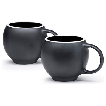 Black Matte Eva Teacups, Set of 4