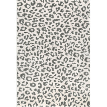 nuLOOM Leopard Print Animal Prints Contemporary Area Rug, Gray 5'x8' Oval