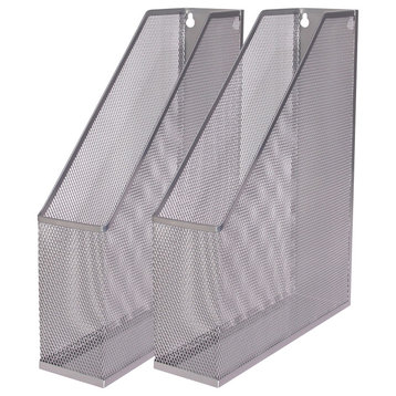 YBM Home Silver Mesh Wall Mount File Holder 12"x10"x3", 2-Pack