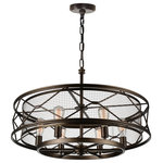 CWI Lighting - Kali 6 Light Up Chandelier With Light Brown Finish - Make your interiors feel like an escape from the bustling city simply by installing the Kali 6 Light Chandelier. This oversized up chandelier measures 32 inches in diameter and has a light brown finish. The circular double shade features an inner mesh and a patterned outer steel frame. Exposed bulbs diffuse light that's warm and welcoming. Bring in this rustic touch to your living room, dining room, or foyer and instantly create a space that's inviting and comforting. Feel confident with your purchase and rest assured. This fixture comes with a one year warranty against manufacturers defects to give you peace of mind that your product will be in perfect condition.