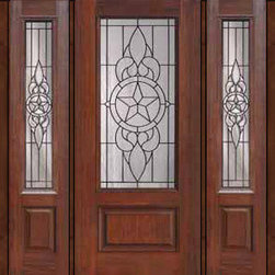 Prehung Sidelights Door 80 Fiberglass Brazos 1 Panel 3/4 Lite Glass - Front Doors