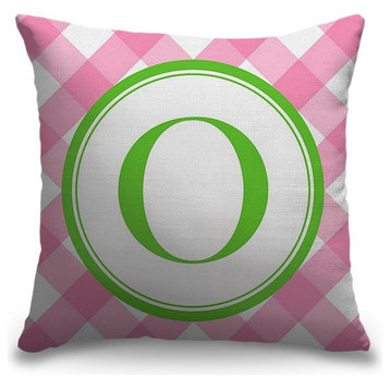 "Letter O - Circle Plaid" Outdoor Pillow 20"x20"