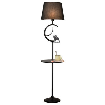 Cortaillod | Creative American Style Floor Lamp With Deer, Black